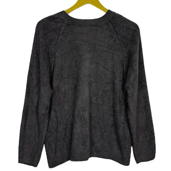 Barefoot Dreams CozyChic Lite Rib Blocked Pullover Small Carbon Gray BDWCL21908 - Picture 3 of 7